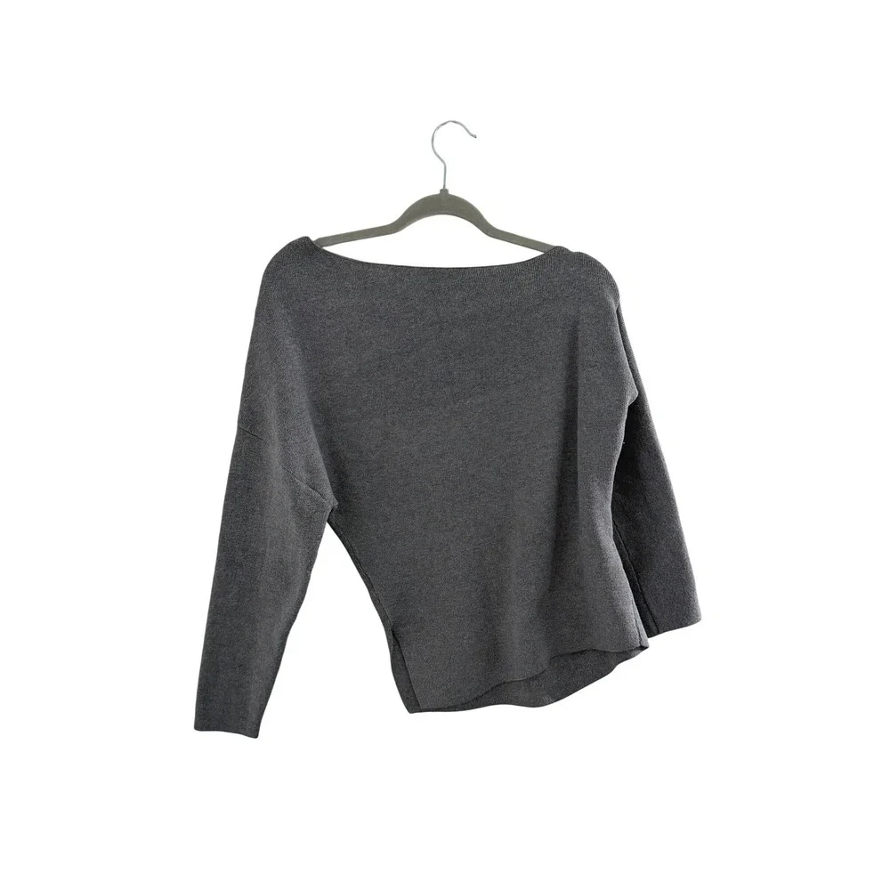 NWOT Halara Gray Boat Neck Long Sleeve Drop Shoulder Knit Sweater S New